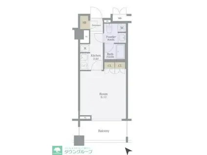 シティインデックス三田伊皿子坂(1K/5階)の間取り写真