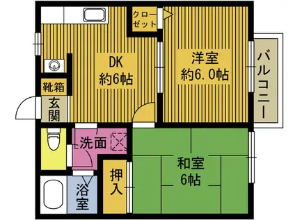 サニーハウス高野(2DK/2階)の間取り写真