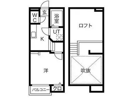 CREO八田弐番館(1K/1階)の間取り写真