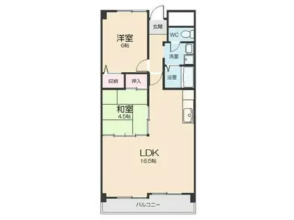 ハイツ太陽A棟(2LDK/1階)の間取り写真