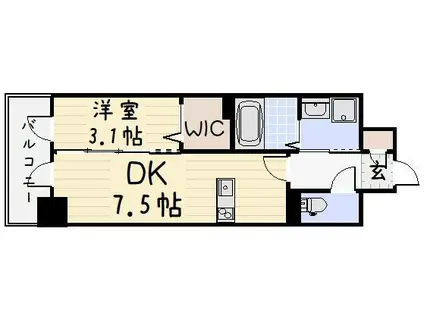 ザ・旦過(1DK/9階)の間取り写真