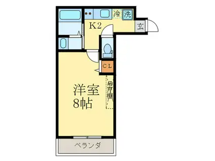 SAMSQUARE西陣(1K/2階)の間取り写真