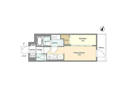 グランカーサ千駄木(1DK/2階)の間取り写真