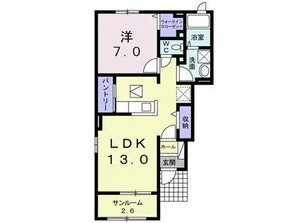 ルミエールII(1LDK/1階)の間取り写真