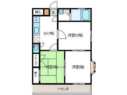 サンライズいわき(3DK/3階)の間取り写真