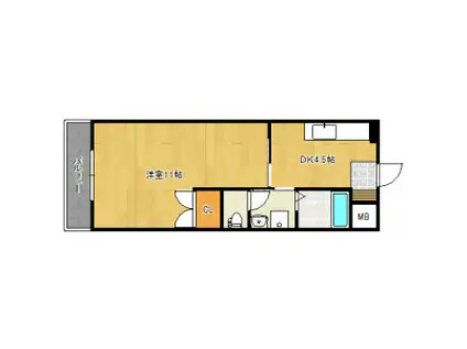 FR合川(1DK/2階)の間取り写真