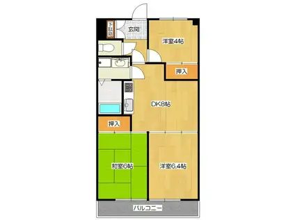 ウインベルコーラス相模原第2(3DK/5階)の間取り写真