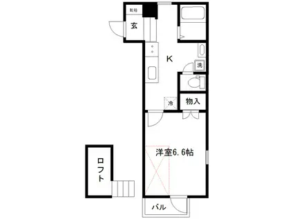パークアベニュー国見(1K/2階)の間取り写真