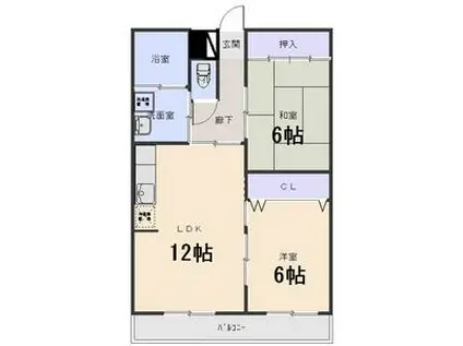 赤城マンション(2LDK/3階)の間取り写真