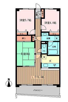 モンテローザ緑が丘(3LDK/2階)の間取り写真