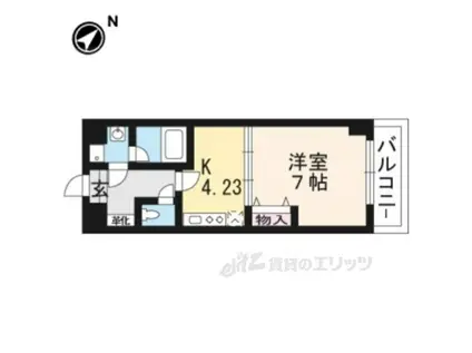 エンゼルプラザイースト2(1DK/4階)の間取り写真