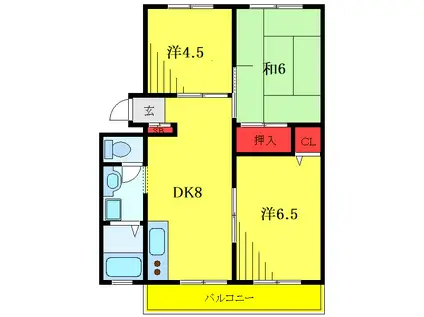 ビラージュ紅山(3DK/1階)の間取り写真