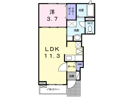 デフィー向田(1LDK/1階)の間取り写真