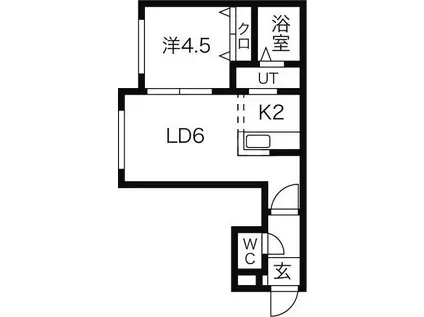 ブランノワール湖水(1DK/3階)の間取り写真