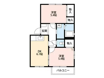 サンライズ(2DK/2階)の間取り写真