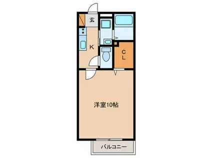 ウエストヴァレーIII(1K/1階)の間取り写真