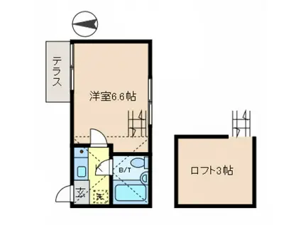RARA金町(1K/1階)の間取り写真