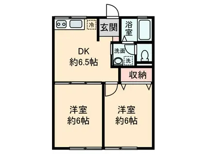 シティハイム ラ・メール(2DK/1階)の間取り写真