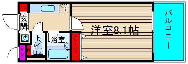 ボア ドゥ ブルー(1K/4階)の間取り写真