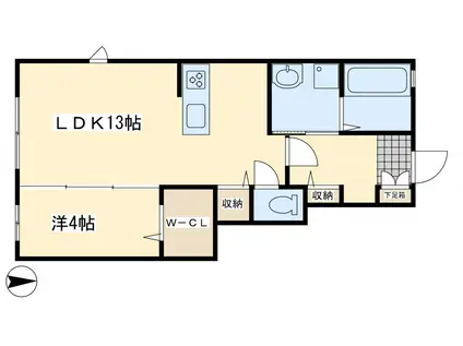 HAPPY WORLD(1LDK/1階)の間取り写真