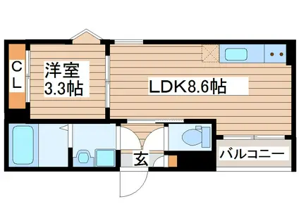 REGALESTくるみ(1LDK/1階)の間取り写真