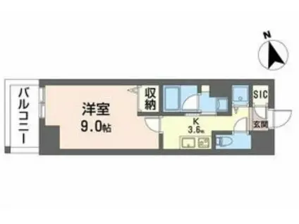 サンエール南堀江(1K/3階)の間取り写真