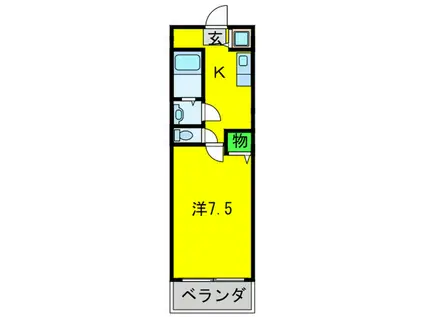 ラフィーネ聖天坂(1K/1階)の間取り写真