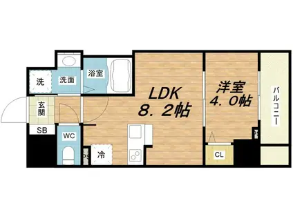 ローズコーポ堺筋本町(1LDK/12階)の間取り写真