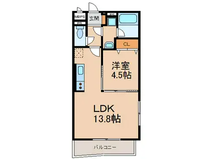 LA PORTE UN(1LDK/2階)の間取り写真