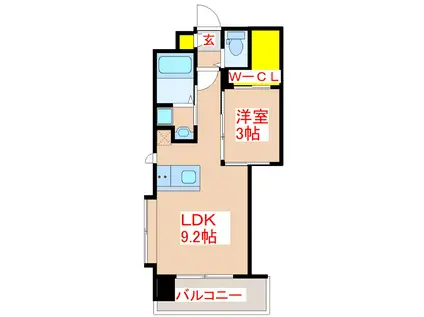 イースト TERRACE下荒田(1LDK/6階)の間取り写真