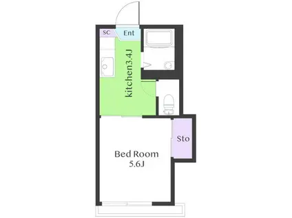 セゾン桜新町B(1K/1階)の間取り写真