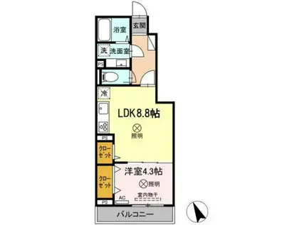 メゾンYZ(1LDK/1階)の間取り写真