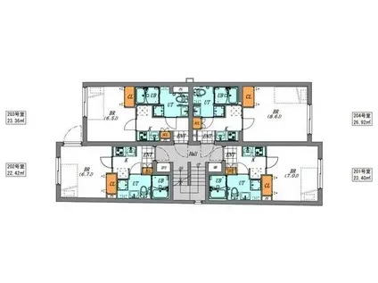LUORE大山(1K/2階)の間取り写真