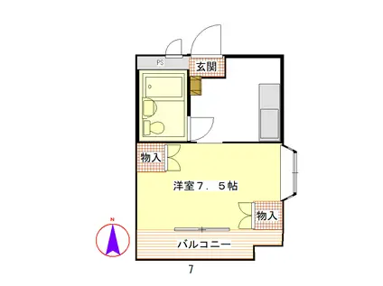 パフィオ(1K/3階)の間取り写真