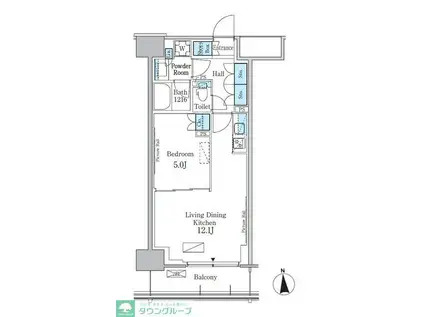 パークアクシス新宿百人町(1LDK/1階)の間取り写真