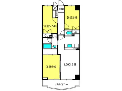 ヒルズ六本木弐番館(3LDK/1階)の間取り写真