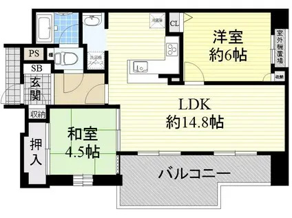 ローレルコート堀江公園(2LDK/5階)の間取り写真