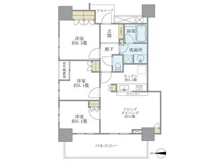 BRILLIA TOWER 品川シーサイド(3LDK/17階)の間取り写真