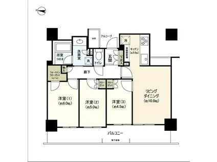 ザ・ガーデンズ勾当台通タワーレジデンス(3LDK/20階)の間取り写真