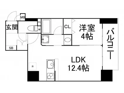 MARE下寺町(1LDK/10階)の間取り写真