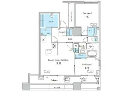 デュオフラッツ今池フレナ(2LDK/11階)の間取り写真