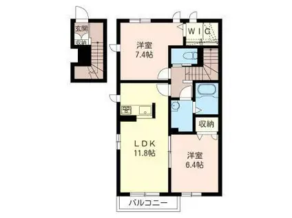 ルシア2(2LDK/2階)の間取り写真