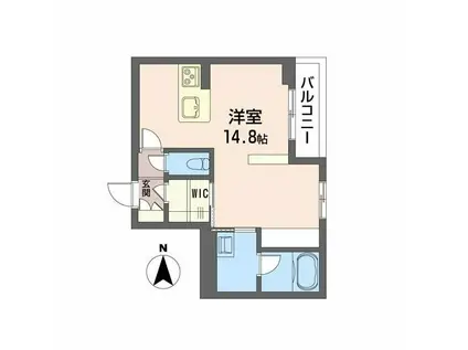 ユーグレイス東島田(ワンルーム/2階)の間取り写真