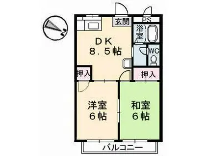 フレグランス東雲(2DK/3階)の間取り写真