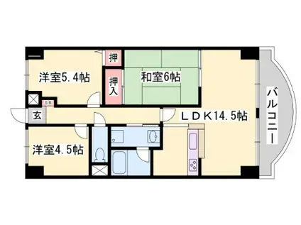 手柄アートスカイハイツ(3LDK/3階)の間取り写真