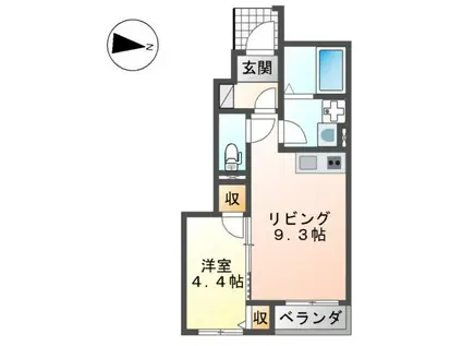 スターテラス善行(1LDK/1階)の間取り写真