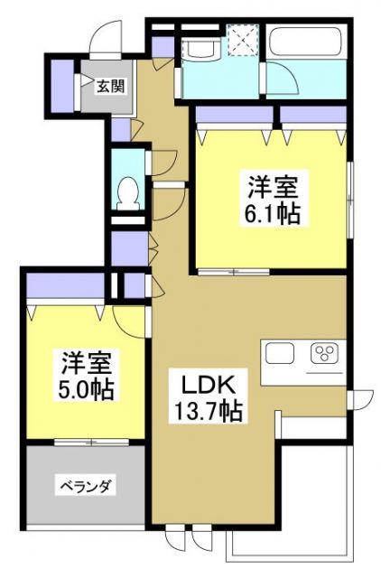 レジデンスリノア(2LDK/3階)の間取り写真