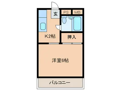 寿マンション(1K/2階)の間取り写真