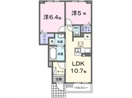 ウィンベル五反田(2LDK/1階)の間取り写真