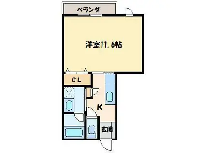 グランメゾントレビ(1K/2階)の間取り写真